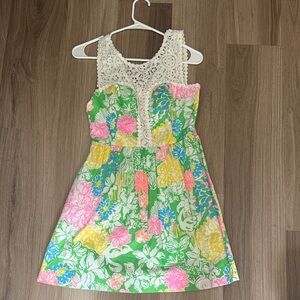 Vibrant Floral Lilly Pulitzer Dress with Lace Detail